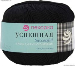 Пряжа ПЕХОРКА Успешная 220м // 035 // 02 // Черный