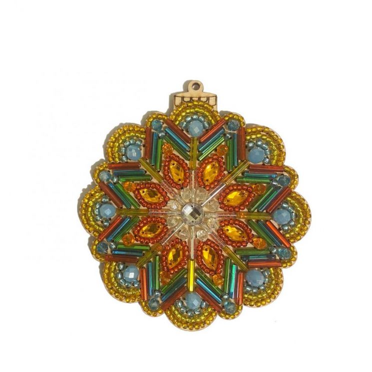 Набор для вышивания бисером WoodStitch "Новогодний шар-1" с декоративными элементами 9х10, WS-060