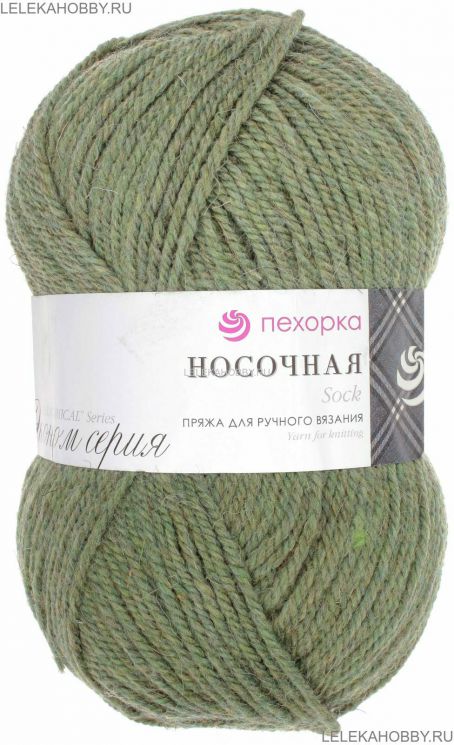 Пряжа ПЕХОРКА Носочная // 044 // 764 // Зеленый меланж