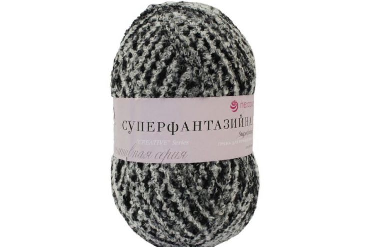 Пряжа ПЕХОРКА Супер фантазийная // 075 // 101М // Черно-белый