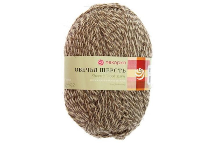 Пряжа ПЕХОРКА Овечья шерсть // 027 // 621 М // Серо-белый меланж