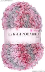 Пряжа ПЕХОРКА Буклированная // 080 // 1117 М // Серый/коралл