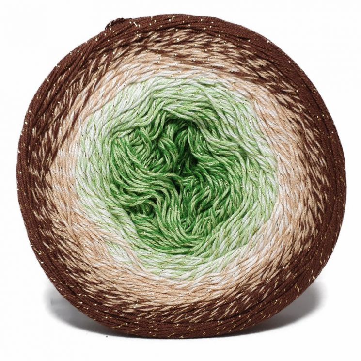Пряжа Flowers Moonlight 3272 Коричневый/белый/салатовый/зеленый