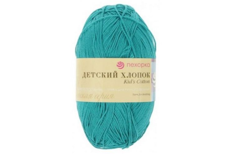 Пряжа ПЕХОРКА Детский хлопок // 014 // 515 // Зеленая бирюза